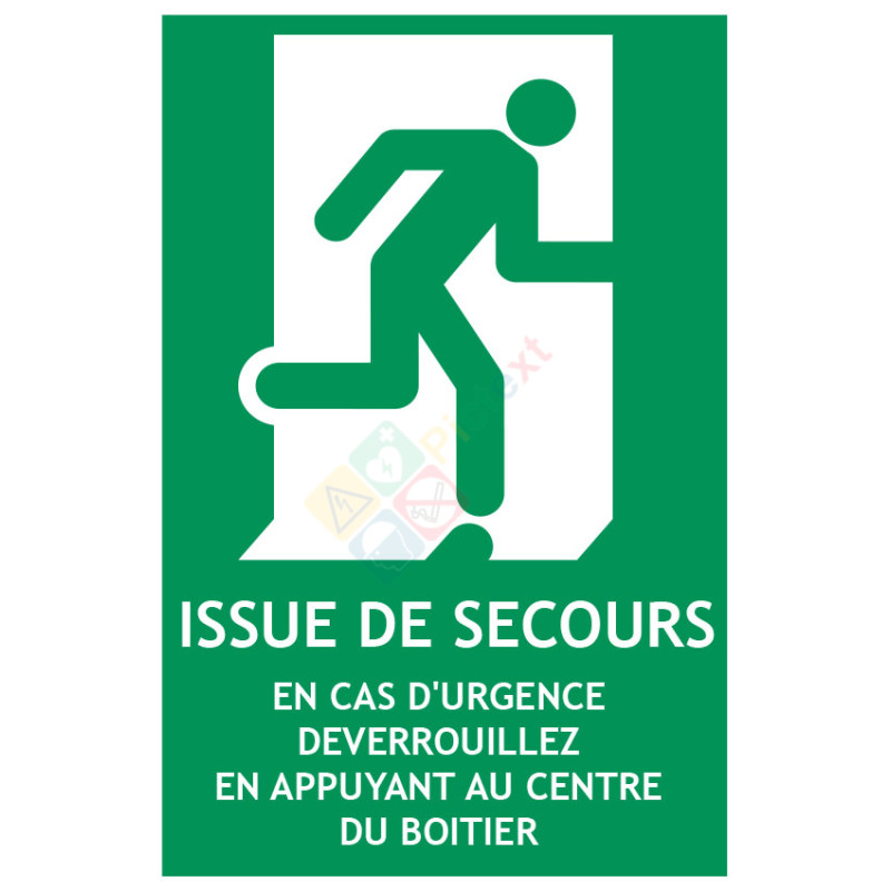 Issue de secours déverrouillez en appuyant