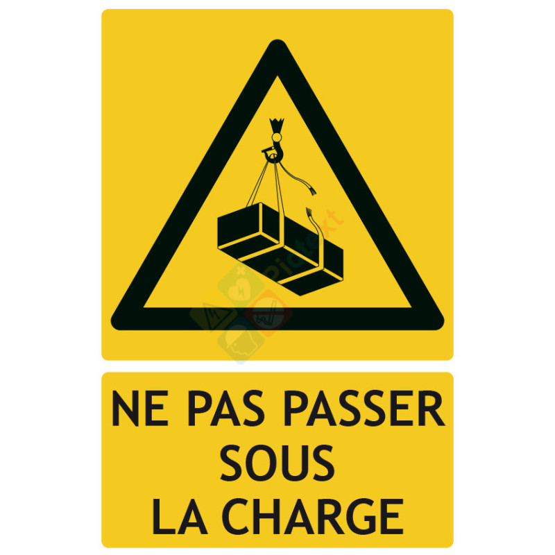 Panneau danger ne pas passer sous la charge ISO7010