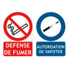 Panneau 2 en 1 Interdiction de fumer et autorisation de vapoter