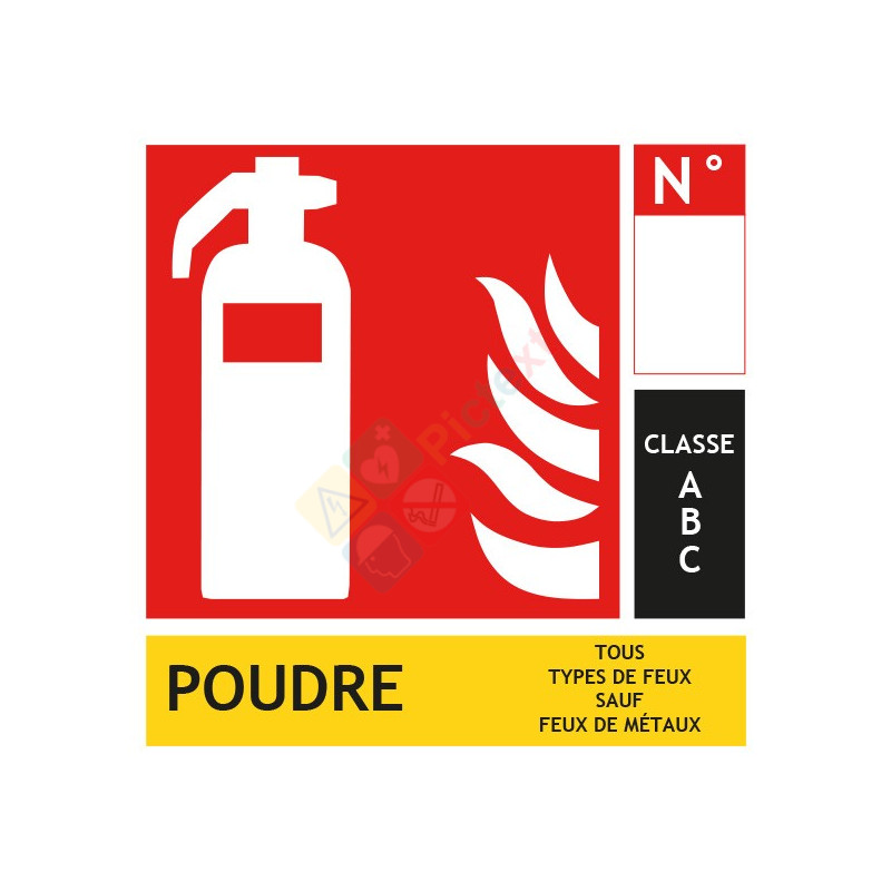 Panneau extincteur poudre classe ABC format carré