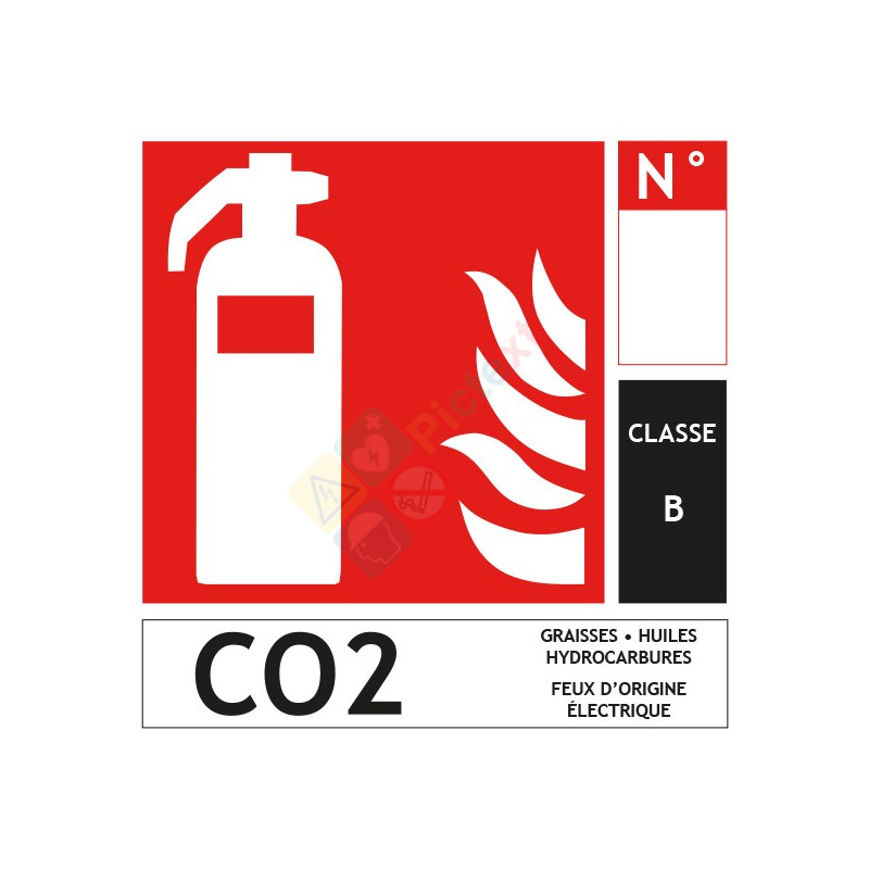 Panneau extincteur CO2 classe B format carré