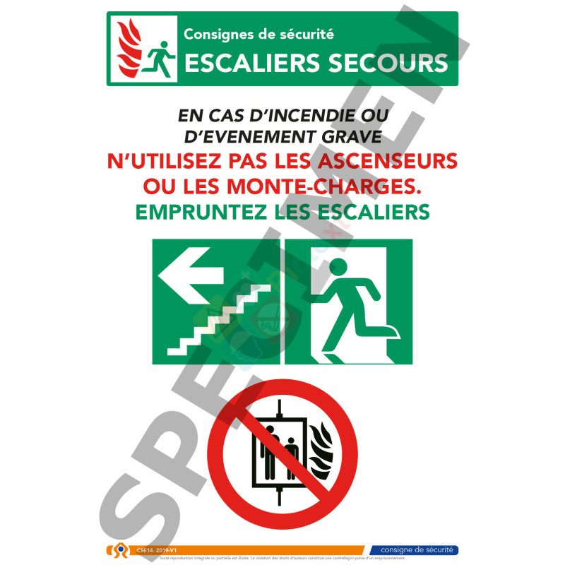 Escalier de secours gauche ne pas prendre l'ascenseur