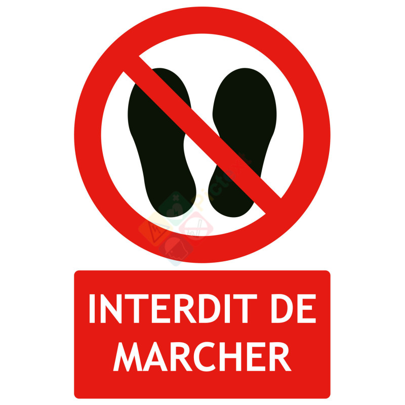 Panneau interdit de marcher format vertical