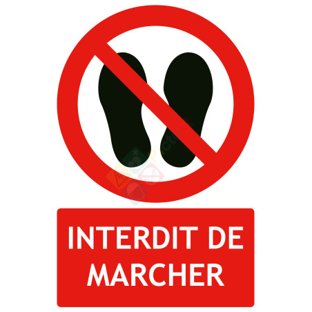 Panneau interdit de marcher format vertical