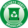 Sticker tri poubelle verte déchets verts et branchages