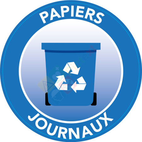 Sticker tri poubelle bleu papiers et journaux