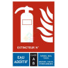 Panneaux sérigraphié extincteur eau + additif classe AB