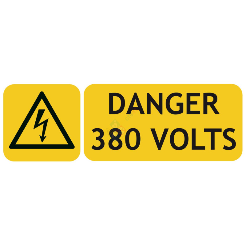 Panneau danger 380 volts picto-texto format paysage