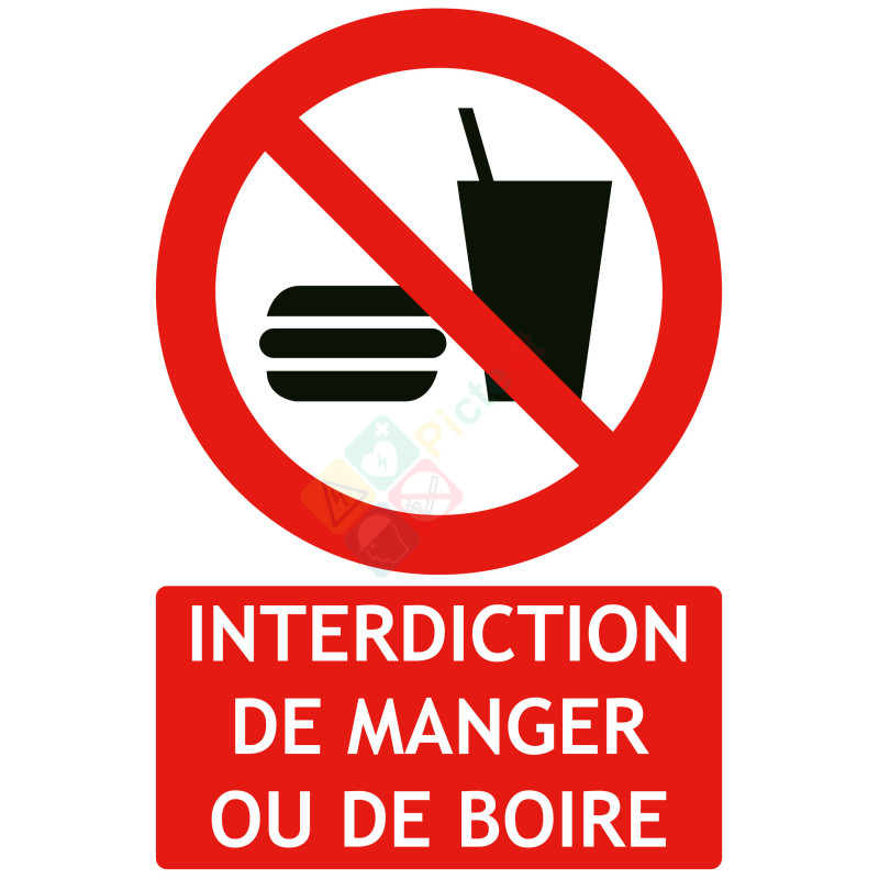 Panneaux interdiction de manger ou de boire ISO7010 (INT161)