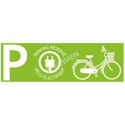 Panneau parking vélos électrique fond vert