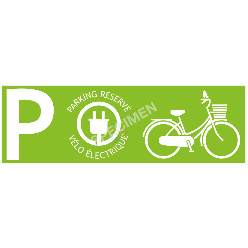 Panneau parking vélos électrique fond vert