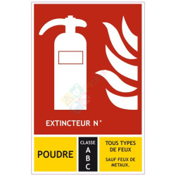 Panneau extincteur poudre classe ABC 125x190 mm