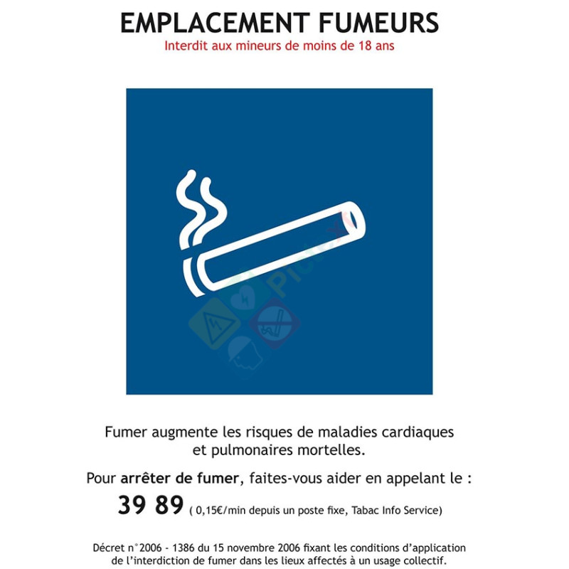 Emplacement fumeurs panneau légal